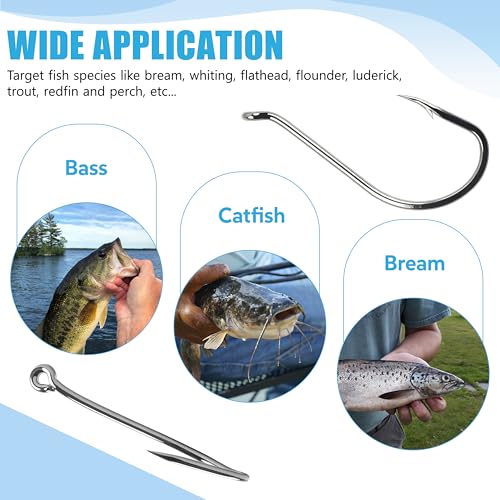 Offset Circle Fishing Hooks - 100pcs High Carbon Steel #4