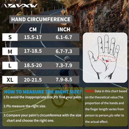 VXW Cycling Gloves Men Women Large Black Reflective Anti-Slip Shock Absorbing MTB Gloves