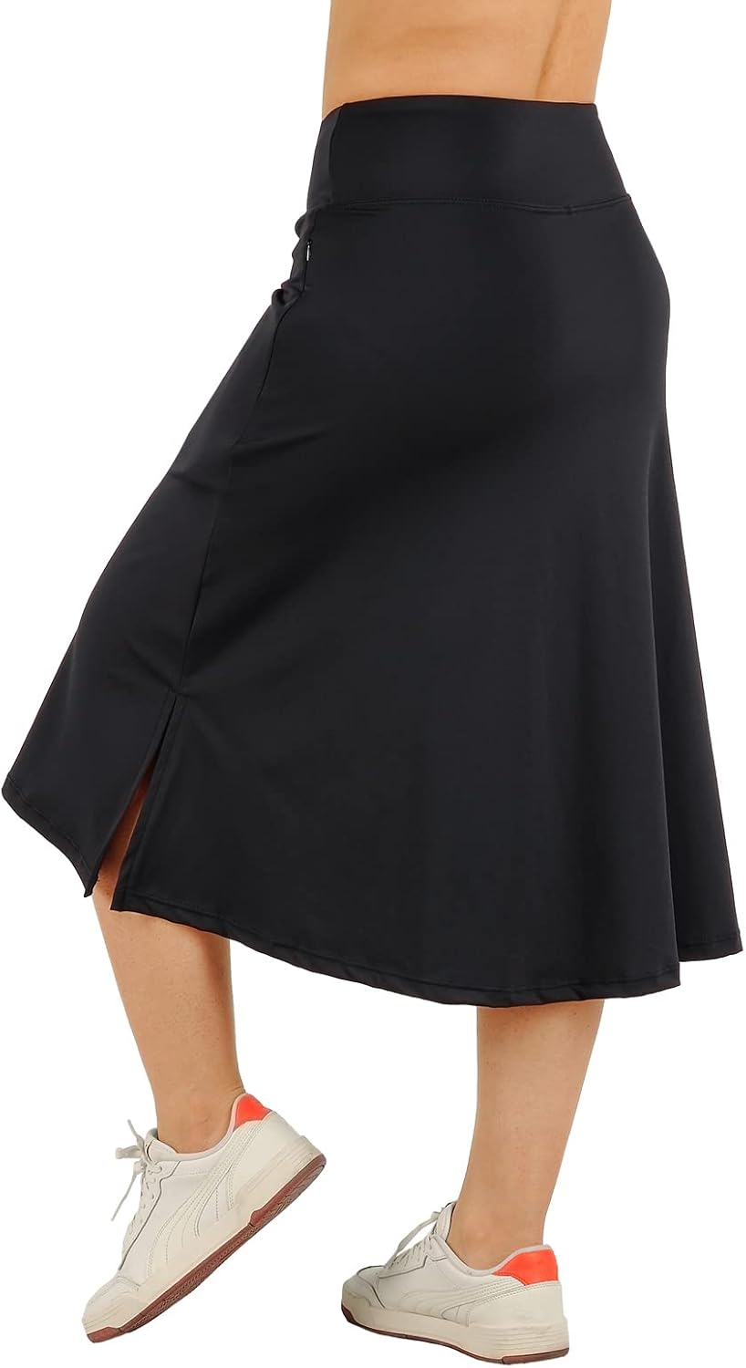 Skiennix Women's Athletic Skorts - Modest Knee-Length Running Skirt in Stylish Midi Design