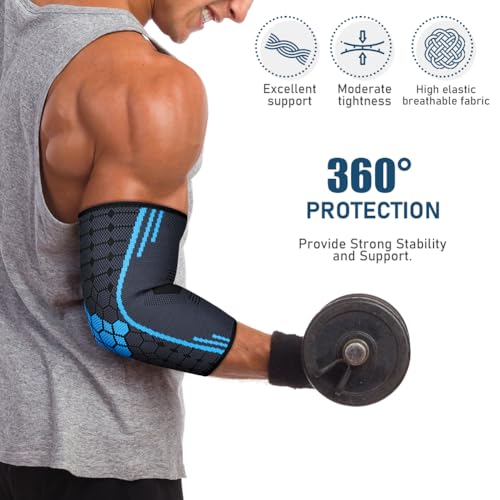 Elbow Brace Compression Sleeve - 2 Pack for Pain Relief & Support - Size S