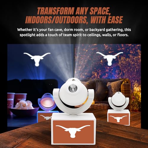 Texas LED Mini Spotlight Projector - 6 Team Logos, Portable & Rechargeable