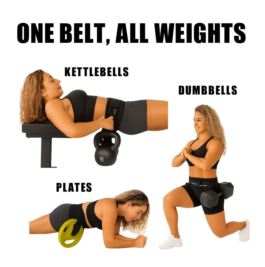 Hip Thrust Belt for Dumbbells - Booty Trainer & Glute Workout Equipment - Booty Belt for Hip Thrust - Yoga Ball - Magnetic Towel – at Home Gym Essentials for Women