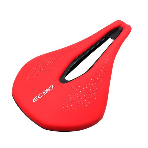 Bicycle Seat Road Bike Saddles PU Ultralight Breathable Comfortable Seat Cushion Bike Racing Saddle Parts Components (Red)
