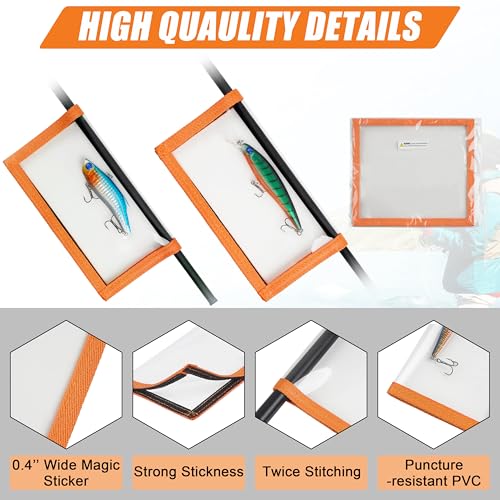 Fishing Lure Wraps with Velcro - 4 Pack Clear PVC Covers - Orange - 2 Medium + 2 Large