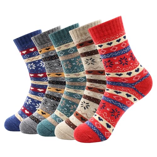 Wool Socks for Women - Cozy Thermal Hiking Socks, Medium-Large