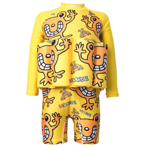 ELUCKFACE 5-6 Years Yellow Toddler Kids Float Swimsuit with Adjustable Buoyancy UPF 50+