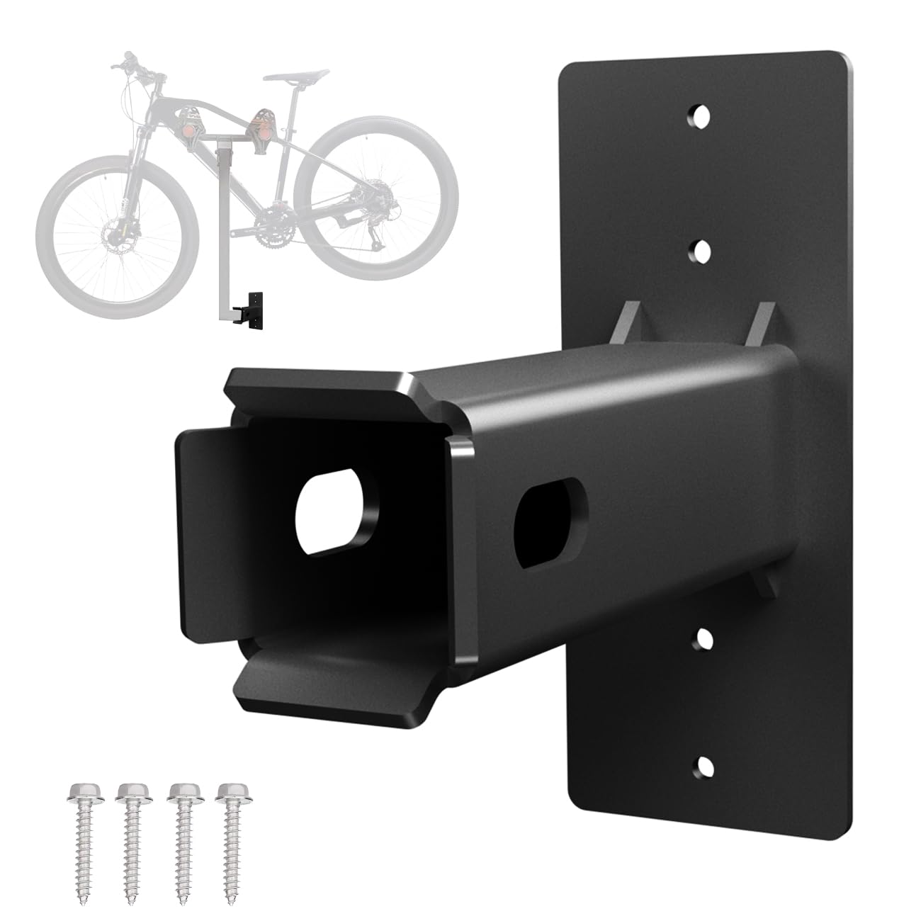 Wall Mount Bike Rack Hitch Cargo Carrier Bicycle Receiver Storage Store Hanging Garage Organizer Trailer Holder Accessories Bracket Heavy Duty Holds Max 300 Lbs Easy to Load Secure 2 inch