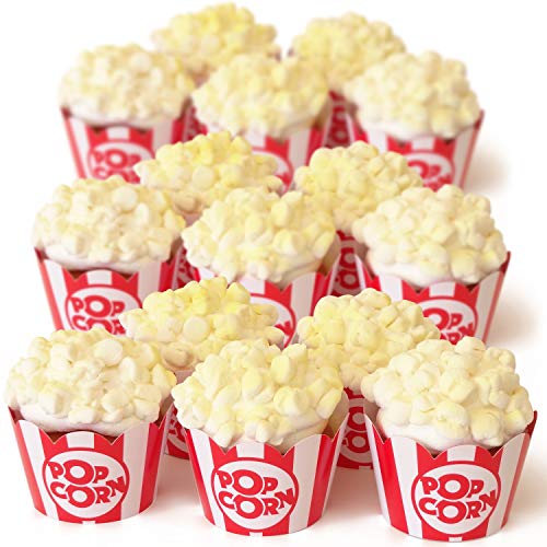 Popcorn Cupcake Wrappers - 48 Count, Adjustable Sizes for Parties