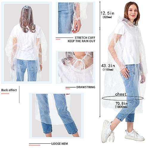 TUNCHMO Disposable Rain Ponchos for Adults & Kids 4 Pack - Extra Thick Outdoor Waterproof Cover