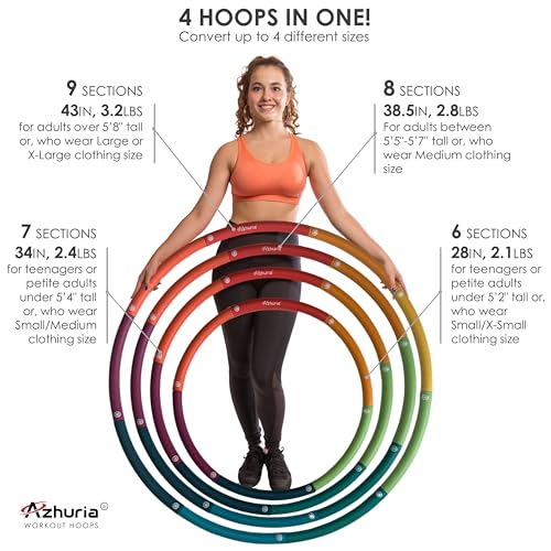 Weighted Hula Hoop for Adults - 3.2lb, 43in Diameter, Multicolor