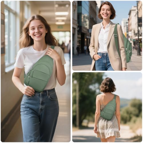 Tuwubi Crossbody Bag for Women & Men Sage Green Medium Size