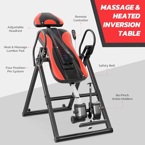 Massage & Heat Inversion Table for Back Pain Relief - W1-Red