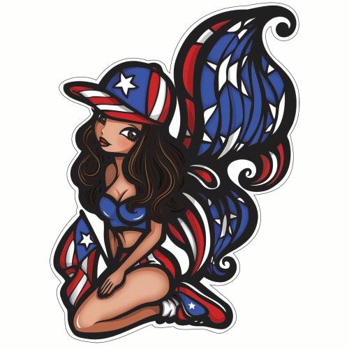 Puerto Rico Pin Up Girl Decal - 6x8 Inch All-Weather Vinyl Sticker