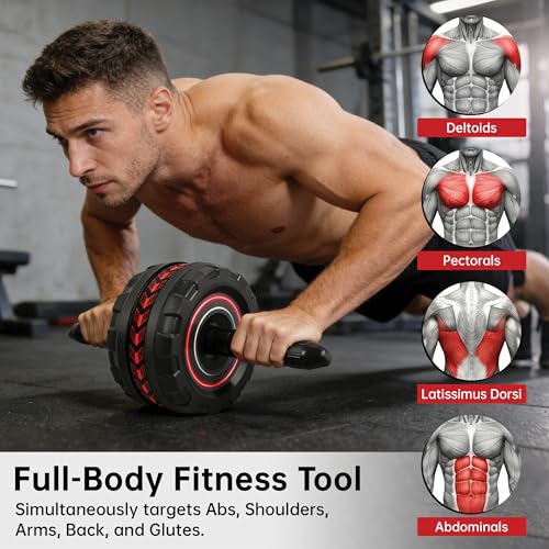 Ab Roller Wheel with Knee Pad - Core Strength Trainer Red