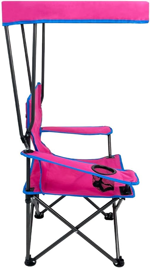 Venture Forward Youth Outdoor Canopy Chair - Adjustable Shade & Cup Holder | Portable Folding Kids Camping Chair