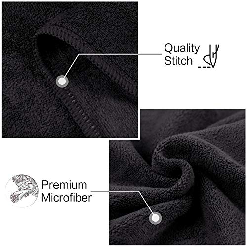 SUNLAND Microfiber Gym & Beach Towels 24x48in Black Pack of 2