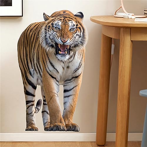 Ferocious Tiger Wall Stickers, sacinora Realistic Wild Animal Wall Decals Removable Vinyl Peel and Stick for Living Room Bedroom Children's Room Sofa TV Background Art Decorations