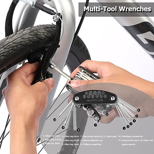 Qcdou Black Bike Brakes Set with Cables & Tools - Universal V-Type Front & Rear