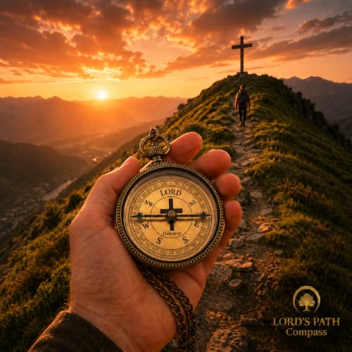 Lord's Path Compass - Antique Bronze with Joshua 1:9 - Christian Gift