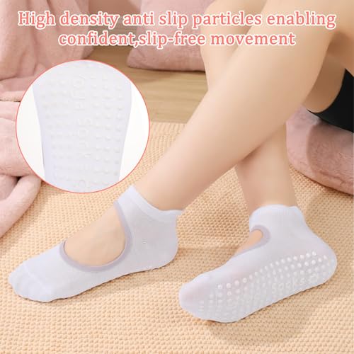 8 Pairs Pilates Socks with Grips for Women - Simple Color 4