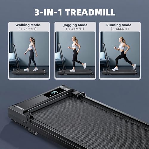 Folding Treadmill with Handle Bar - Compact Indoor Walking Pad