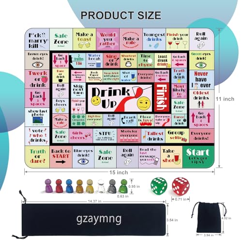 Drinking Board Game for Adults - Funny Party Game with Rubber Mat, Multicolor - 2-8 Players