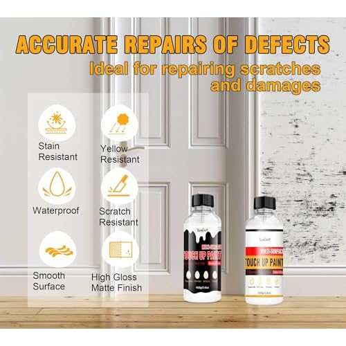 Multi Surface Touch Up Paint, White Paint can Repair Small Scratches and Spots, Quick Dry White Wall Paints for Door, Cabinets, Bathtubs, Wood, Furniture