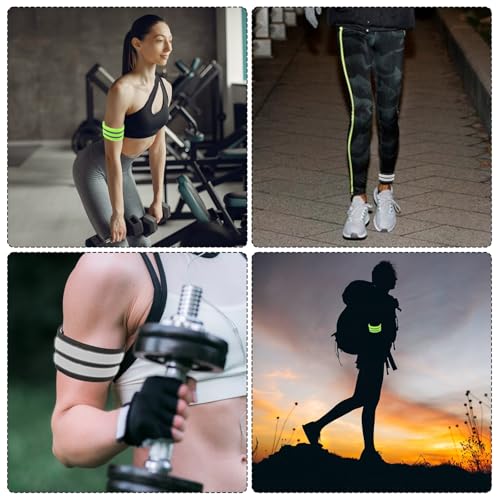 6 Pcs High Visibility Reflective Bands for Safety - Green & Black