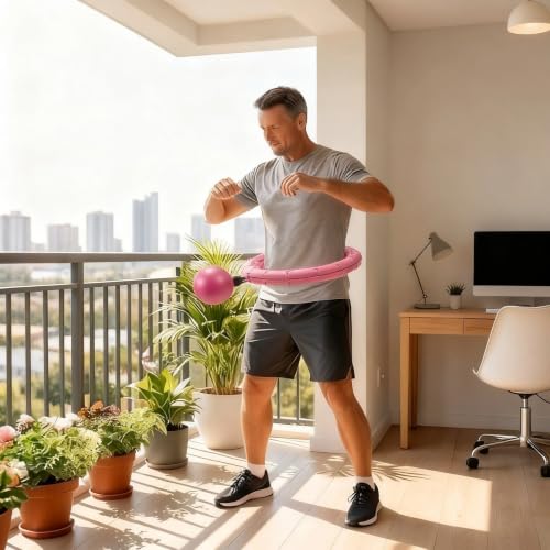 Pink Weighted Hula Hoop for Adult Fitness & Weight Loss - Adjustable & Portable