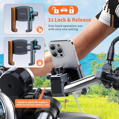 Golf Cart Phone Holder with 360° Rotation and Quick-Release Clamp
