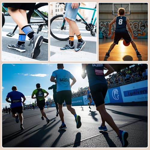 Men's Cycling Socks 5 Pair Compression Athletic Crew Reflective Bike Socks
