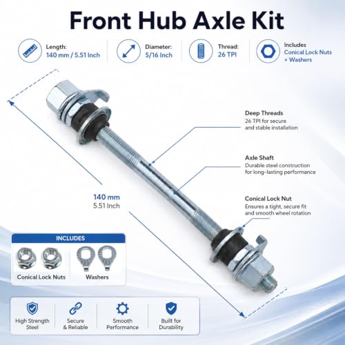 140mm Bike Axle Kit - 5/16 inch for Multi-Speed Bicycles