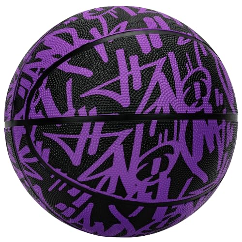 Official Size 7 Basketball - Purple Graffiti Design, Superior Grip