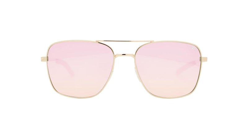 Shwae Tangle Free Aviator Sunglasses For Men & Women - Ideal For Flying, Golf, Hiking, Running and Great Lifestyle Look (Square 2.0 Gold (Pink Mirror))