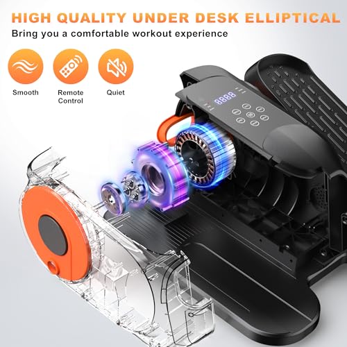 Low Impact Under Desk Elliptical Trainer - Quiet Electric Leg Exerciser - Black