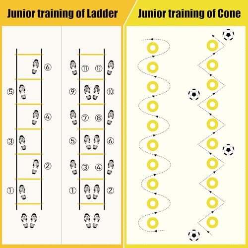 Agility Ladder Training Set - 26 ft with 12 Cones & Hurdles