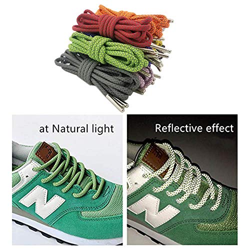 Reflective Round Shoe Laces for Sneakers - Orange, 31 Inch
