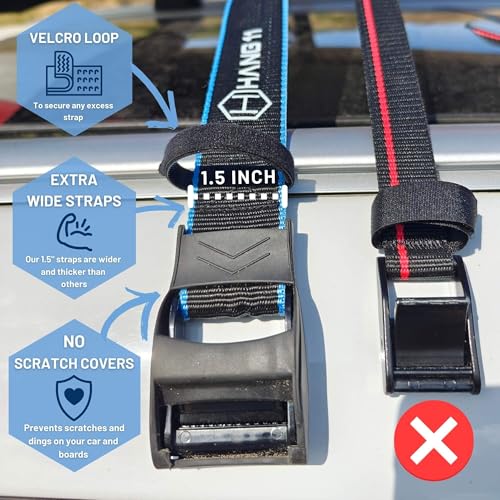 Surfboard Roof Rack - Soft Padded Car Rack for 6 Boards - Double