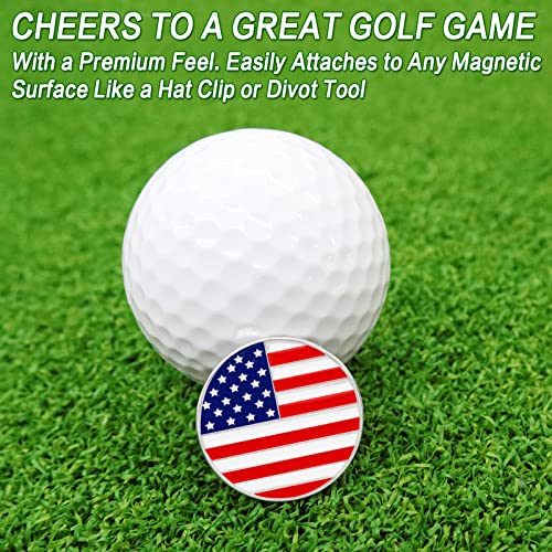 Golf Ball Marker with Hat Clip - American Flag Design