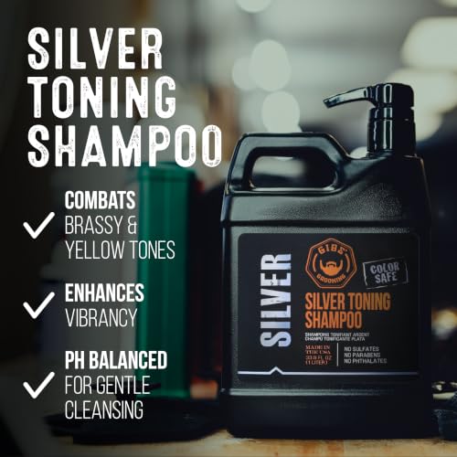GIBS Grooming Vanilla Silver Toning Shampoo 33.8 oz for Men - Color Safe & Sulfate-Free