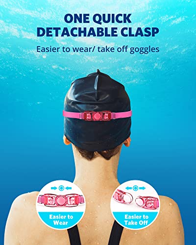 Swim Goggles for Adults & Youth - No Leak Full Protection - Rose Red