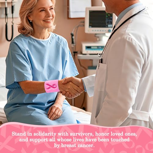 Breast Cancer Awareness Wristbands - 2 Pack Pink Ribbon