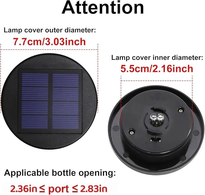 Solar Lights Replacement Parts for Lanterns: 2.83 in Replacement Tops with Warm White & RGB LED Light for Outdoor-2 Pack Waterproof Lid Caps for 2.36 in, 2.42 in, 2.5 in, 2.76 in, 2.83 in Lantern Port