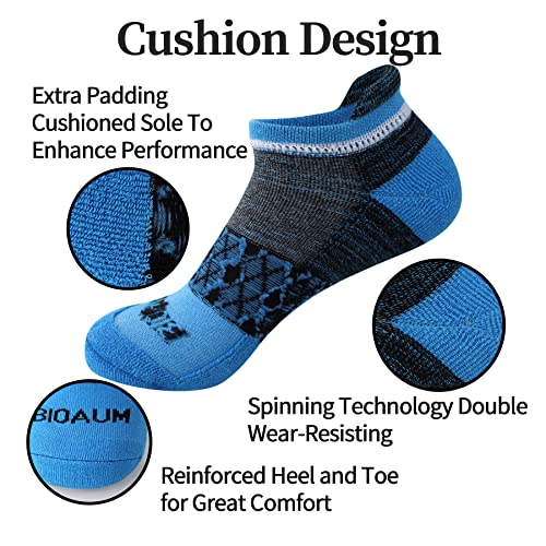 BIOAUM X-Large Multicolor 6 Pairs Men’s Cushioned Ankle Socks, Athletic Low Cut Running