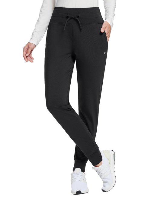 baleaf Women's Winter Pants Snow Waterproof Fleece Lined Leggings Joggers Sweatpants Thermal Warm High Waisted Cold Hiking Clothing Black L