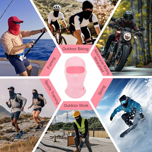 Full Face Cover Ski Mask Balaclava Neck Gaiter - Hot Pink+Pink
