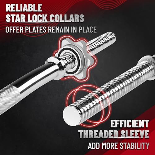 Yes4All 1-Inch Chrome Curl Bar - Solid Steel Olympic & Standard Barbell for Home Gym