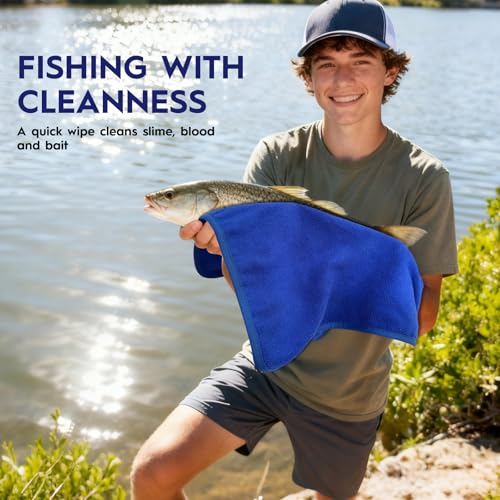 Microfiber Fishing Towel Set - 3 Pack, 16x16 in, Black/Gray/Blue