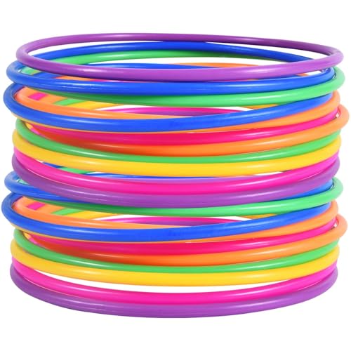 OBTANIM 24Pcs Ring Toss Game 7 Inch Toss Rings, 6 Colors, Outdoor/Indoor Classic Toy for Kids