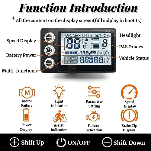 S866 Electric LCD Display Speedometer Odometer for E-Scooters
